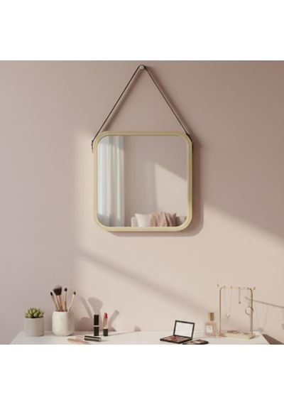 Askılı Ahşap Çerçeveli Kare Ayna 32x42 Cm Deri Askılı Duvar Aynası, Modern Minimal Dekoratif Ayna, Antre Banyo Yatak Odası İçin & Askılı Ahşap Çerçeveli Kare Ayna 32x42 Cm Deri Askılı Duvar Aynası, Modern Minimal Dekoratif Ayna, Antre Banyo Yatak Odası İçin &