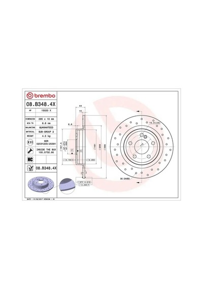 Mercedes Cla 180d Arka Fren Diski 2014-2018 Brembo 08b3484x 2adettir