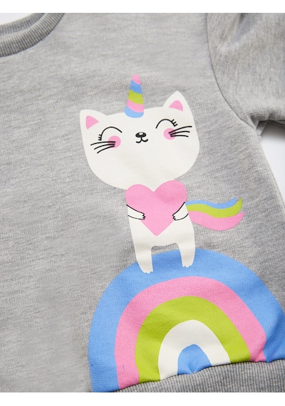 Denokids Rainbow Cat Kız Çocuk Alt-Üst Eşofman Takım