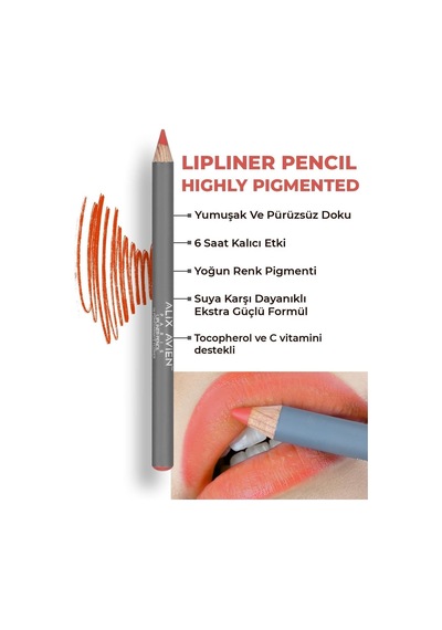 Uzun Süre Kalıcı Dağılma Yapmayan Nemlendirici Dudak Kalemi - Lipliner Pencil 14 Pomegranate Flower Çok Renkli