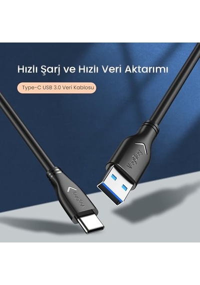 3.0 Type-c Ve Şarj Kablosu 1.5 Metre Siyah Genel