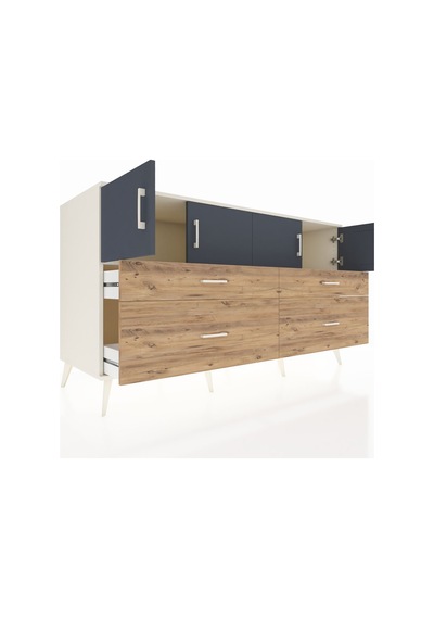 Kronos Konsol 2 Raflı 4 Çekmeceli 4 Kapaklı 176x59x99 Aytaşı-antr Aytaşı-antrasit/çam