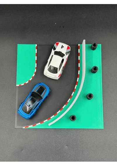 1:64 Ölçekli Yarış Pisti Diorama Siyah - Yeşil