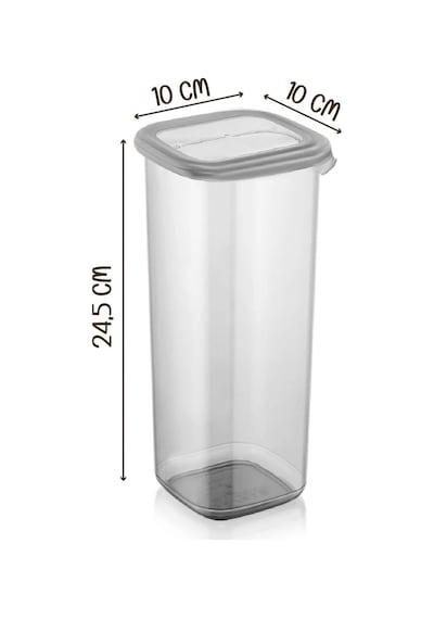 KitchenLife 24'lü Etiketli Modernity Kare Erzak Saklama Kabı Seti 1750ml X6 - 1200ml X6 - 450ml X12 Baharatlık