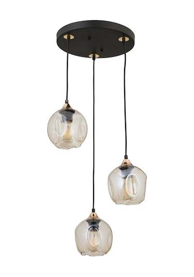 Karya 3Lü Yuvarlak Siyah Gold Modern Sarkıt Genç Odası Yatak Odası Retro Salon Avize