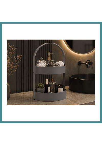 Trendexa 3d Baskı İki Katlı Banyo Düzenleyici - Taşınabilir Organizer Ve Saklama Standı-gri Mac