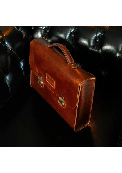 Twingold İsme Özel Evrak Çantası - Messenger Bag - %100 Deri - Ac09001 - Koyu Kahverengi Koyu Kahverengi