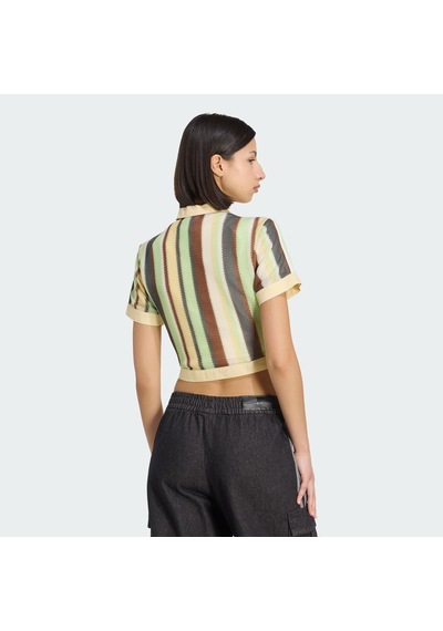Adidas Summer Glow Striped Cropped Polo Kadın Tişört C-adıky8141b30a00 Sarı