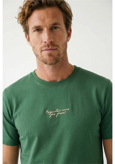Redline Yeni Sezon Erkek Slim Fit Baskılı Tshirt 7031 Nefti