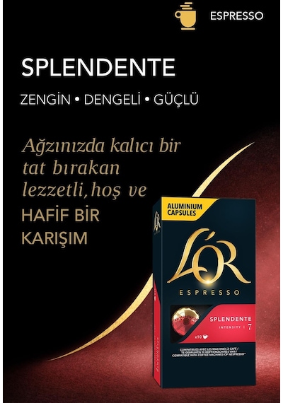 L'or Splendente Intensity 7 Nespresso Uyumlu Kapsül Kahve 10 x 10'lu