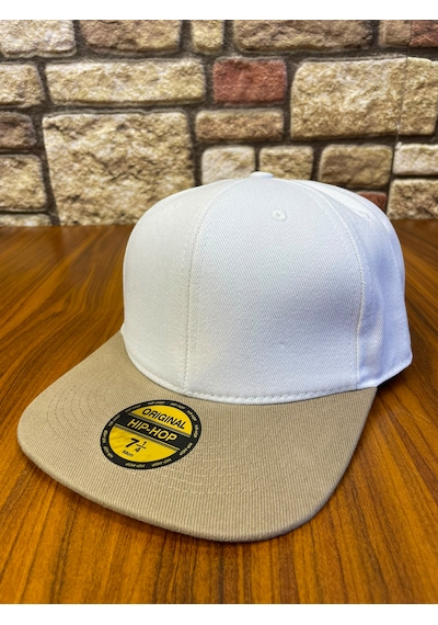Hamze Hip Hop Snapback Rapper Basic Gabardin Cap Şapka Beyaz - Bej