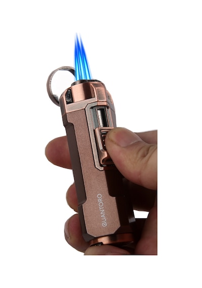 Quantoro Üç Torch Pürmüz Delicili Bakır Metal Puro Çakmağı - Trz1171