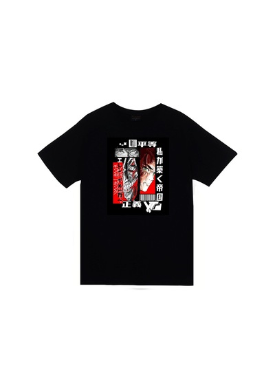 Attack On Titan Anime Baskılı Unisex %100 Pamuk Siyah T-shirt SIYAH