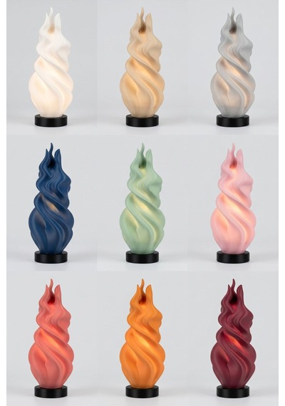 Fire Model - Led Abajur - Masa Lambası - Usb 5v İle Çalışır - Slim Led Aydınlatması Dahildir - Dekoratif Lamba - Renk Seçenekli Çok Renkli