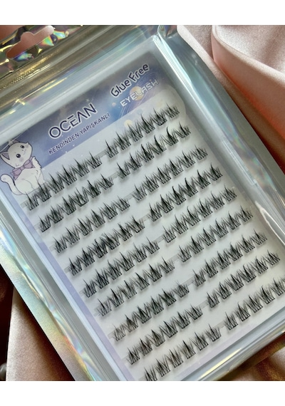 Ocean Glue Free Kendinden Yapışkanlı Balık Kuyruğu Demet Kirpik 12 Mm Doğal Volüm 90 Adet