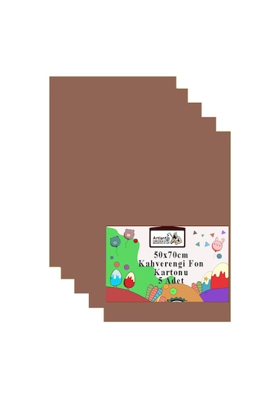 Fon Kartonu 50x70 Cm 120 Gr 5 Adet 50 70 Cm Renkli Fon Kartonu Kağıdı 120 Gr Okul Sınıf Etkinlik Kreş Okul Öncesi Kahverengi