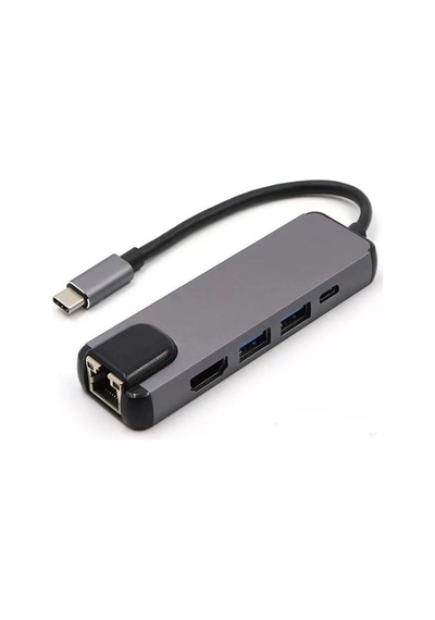 Ally 5In1 Usb 3.1 Type C To Hdmı 2Xusb 3.0 Rj45 Ethernet Dönüşt-Gri