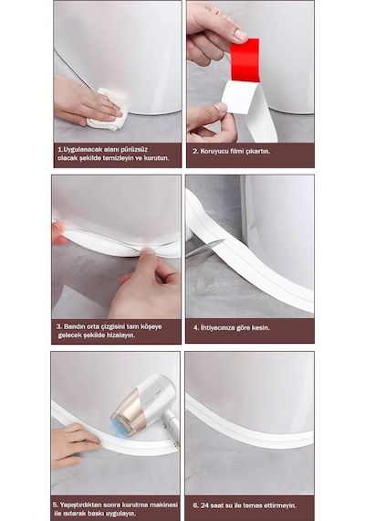 Çok Amaçlı Kendinden Yapışkanlı Sızdırmaz Bant Mutfak Ve Banyo İçin Su Geçirmez Koruma Bandı
