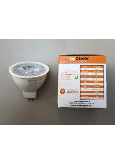 10 Adet Osaka 220v 7w 630 Lümen 4000 Kelvin Ilık Beyaz Mr 16 Led Spot 1