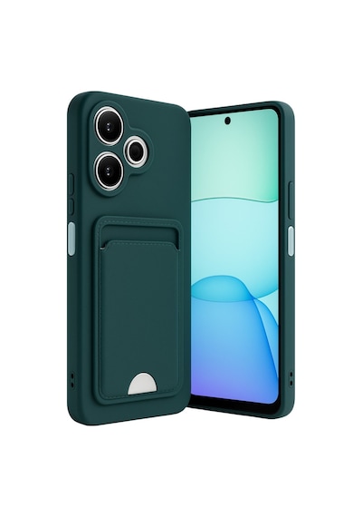 Redmi 13 4g Kılıf Kelvin Kartvizitli Silikon - Koyu Yeşil Bz8683140783334