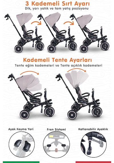Prego Happy Dino Plus 360 Tamamen Katlanabilir Çocuk Bisikleti