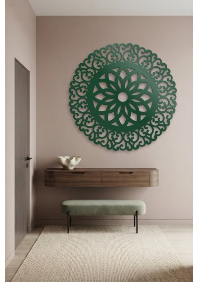 Lotus Mandala Metal Duvar Tablosu - Duvar Sanatı - Duvar Dekoru - Yeşil