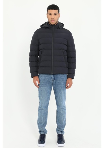 Dufy Erkek Slim Fit Kapüşonlu Lacivert Mont-18158