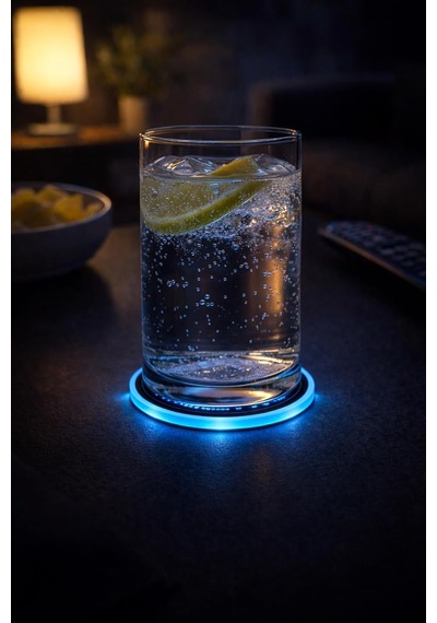 Pratikyus 7 Renkli Led Akıllı Bardak Altlığı Işıkları Usb Şarjlı, Sensörlü, Araba İçi Dekoratif Atmosf Diğer