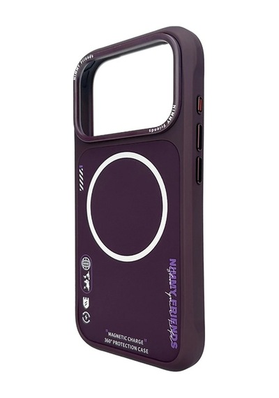 İphone 18 Pro Max Uyumlu Magsafe Özellikli Grafik Tasarımlı Kılıf Vişne
