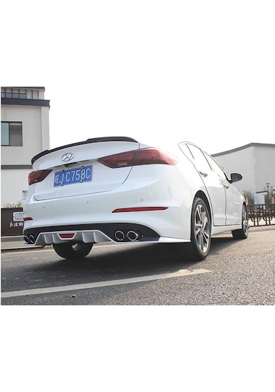 Hyundai Elantra Arka Difüzör Çift Çıkış Egzoz 2016 - 2019 Siyah