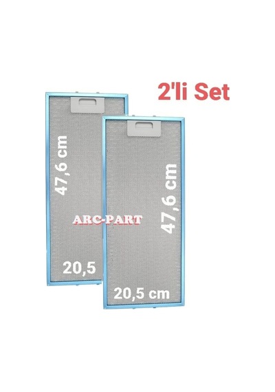 Arçelik Uyumlu P180 Yı Aspiratör Alüminyum Filtre - 2'li Set - 20,5x47,6 Cm 2 Adet
