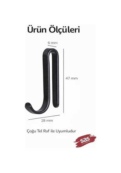 Sas Haus 4 Adet Plastik Askı Metal Banyo Mutfak Rafları Için Siyah 12 Izgara