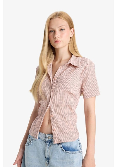 Defacto Coool Fitted Dokulu Kısa Kollu Gömlek F4849ax25aupn153 Pembe