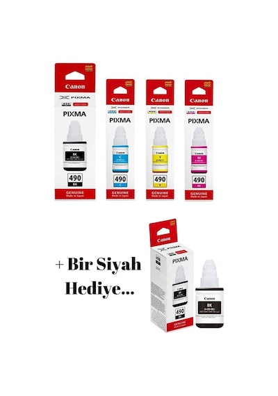 Canon Gı490 Pixma G2411 4 Renk Mürekkep Seti 1 Siyah Gı 490 172 Canon Gı 490