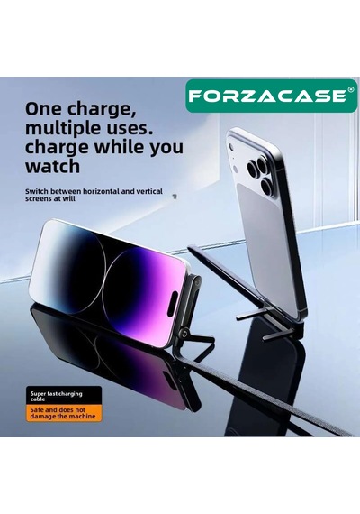 Forzacase 240w Type-c To Type-c Katlanabilir Standlı Hızlı Şarj Kablosu Yassı Örgü Tasarım - Fc1227 1 Adet