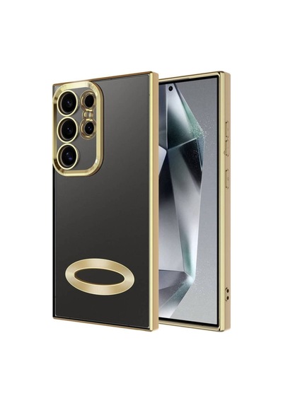 Galaxy S24 Ultra Kılıf Kamera Korumalı Logo Gösteren Zore Omega Kapak Gold