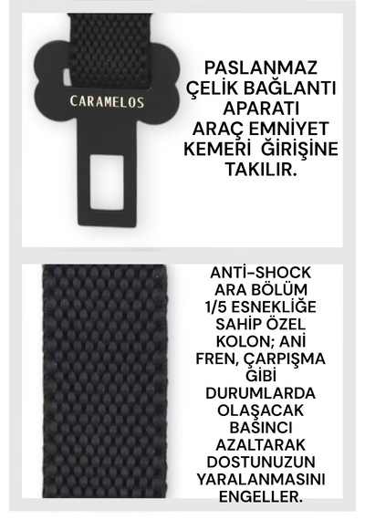 Caramelos Kedi ve Köpek Araç Emniyet Kemeri Araç Tasması Standart Çok Renkli