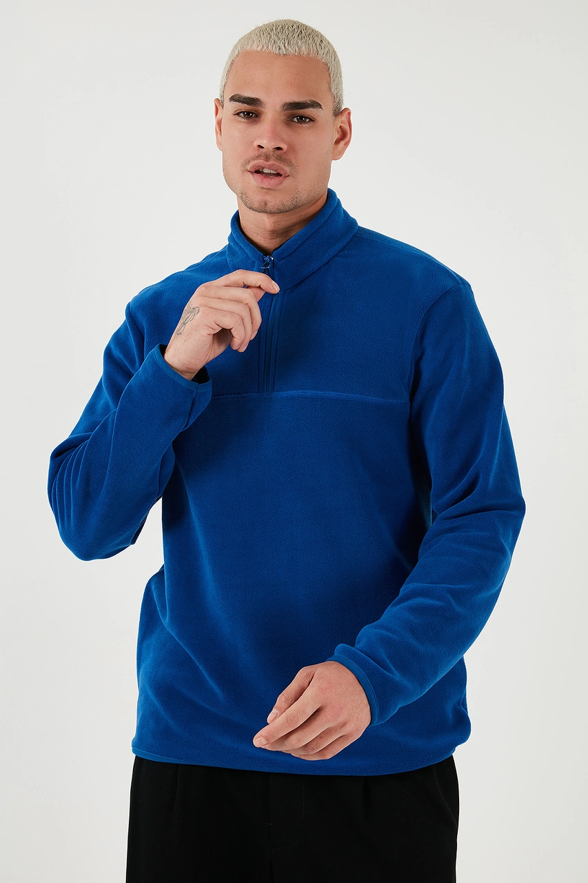 Buratti Regular Fit Anti-Pilling Tüylenme Yapmayan Dik Yaka Şardonlu 2'Li Paket Erkek Polar 5896700S2 Lacivert-Saks