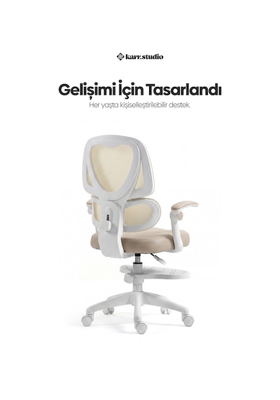 Lora Ergonomik Çocuk Çalışma Sandalyesi - Krem
