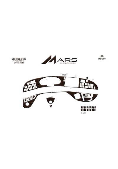 Mercedes Travego Torpido Kaplama 2005-2010 36 Parça Koyu Meşe