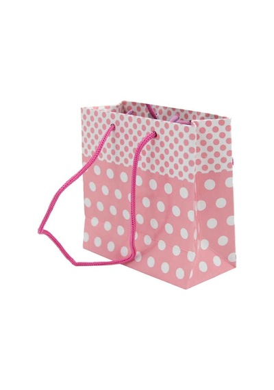 12X17 Cm Puantiyeli Pembe Renk Tutma Ipli 25 Li Karton Çanta