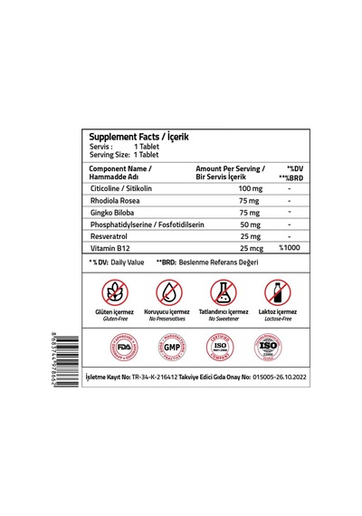 Validus Sitikolin 100 Mg 30 Tablet