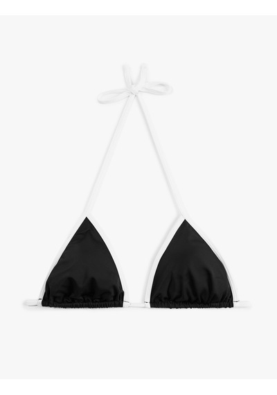 Koton İnce Askılı Üçgen Bikini Üstü Siyah 6sak10143mm