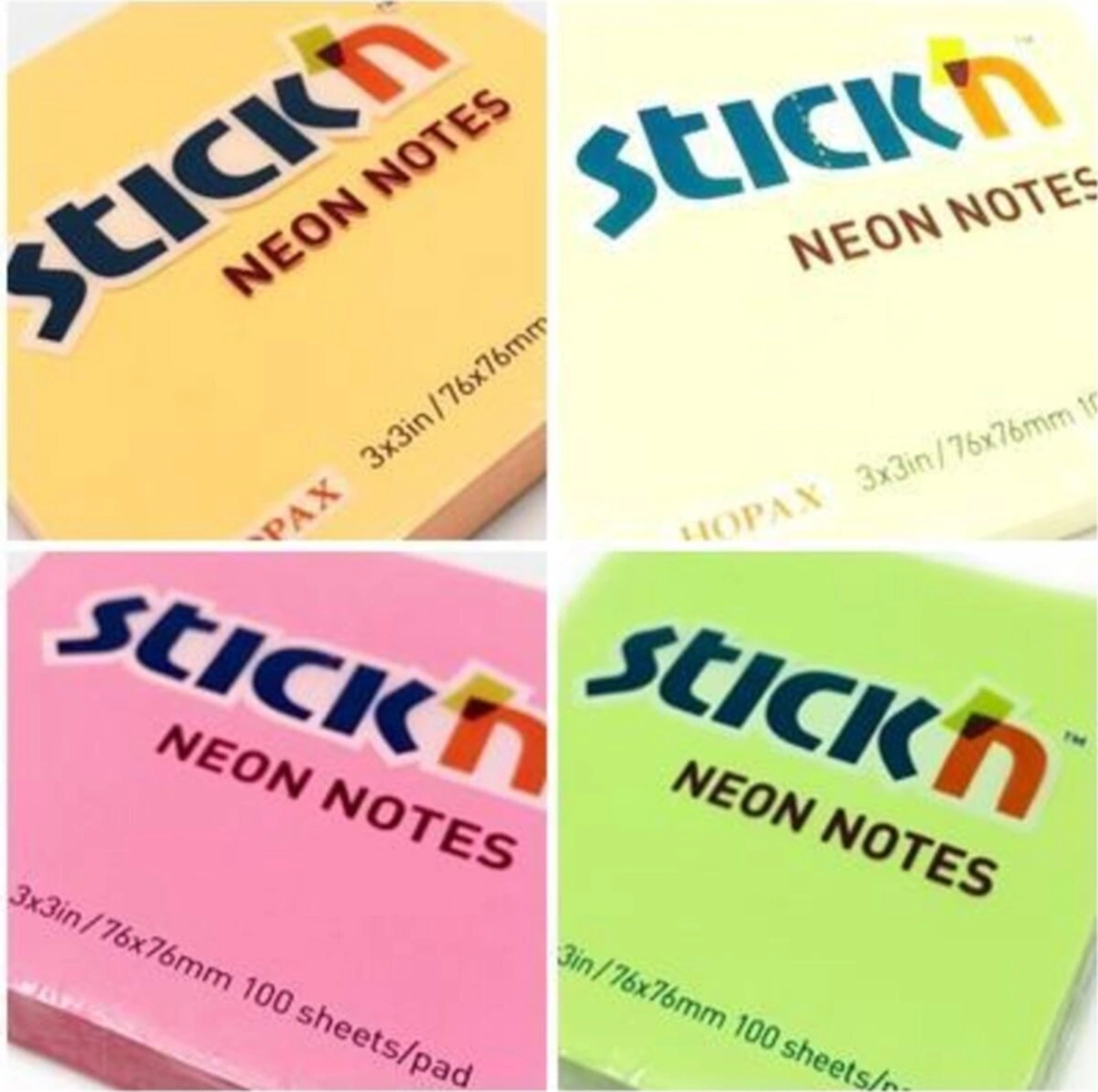 Stıck'n Neon Not Kağıdı 76x76mm 4'lü Kraft