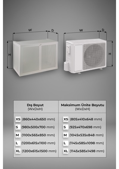 Klima Motoru/dış Ünite Gizleme/koruma Kafesi Xl 120x62x150 H Square Beyaz