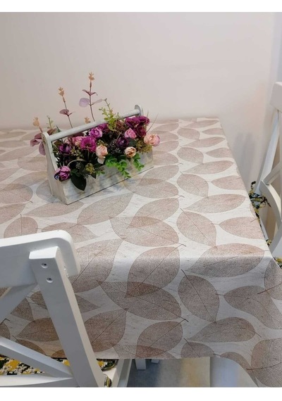 Elyaflı Pvc Muşamba - Desenli Silinebilir Masa Örtüsü 02mrl165a Kahve