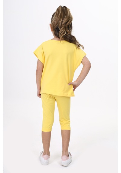 Toontoy Kids Toontoy Kız Çocuk Beautıful Baskılı Kaprili Takım Koyu Sarı