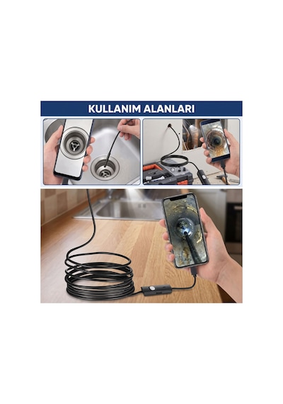 3 Metre Yılan Kamera - Android Destekli - Led Işıklı - Ip67 Su Geçirmez