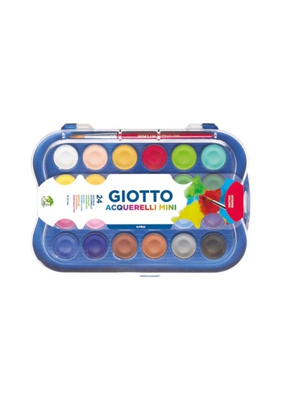 Giotto 24'lü Renkli Mini Sulu Boya 23 Mm Çocuklar İçin 3 - 6 Yaş Uygun Boyalar Karışık