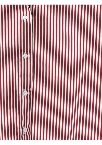 Lcw Vision Mürdüm Çizgili Oversize Poplin Kadın Gömlek